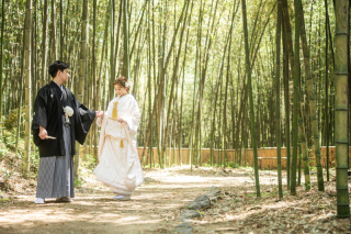 白無垢で大覚寺！　ロケ撮影