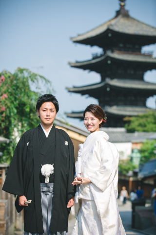 白無垢八坂の塔周辺での撮影