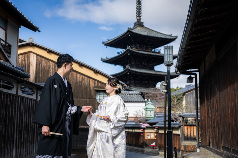 白無垢で八坂の塔付近ロケ撮影！
