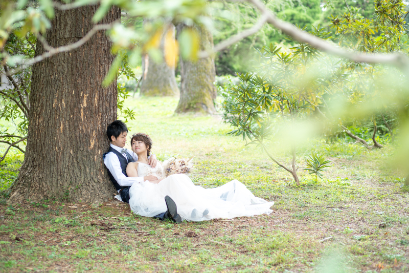 木の下でロマンチックに...