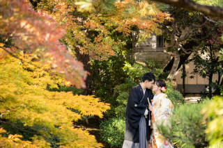 白河院での和装とアンティークチャペルでの洋装