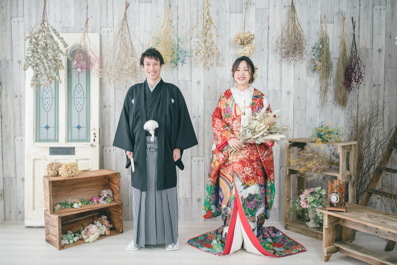 想い出の振袖でスタジオ撮影