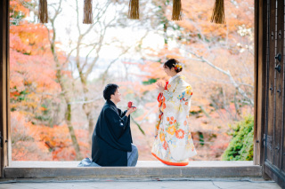 12月のロケ撮影　毘沙門堂にて