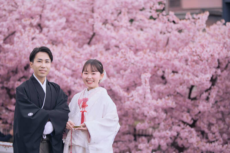 河津桜バックに白無垢撮影～☆