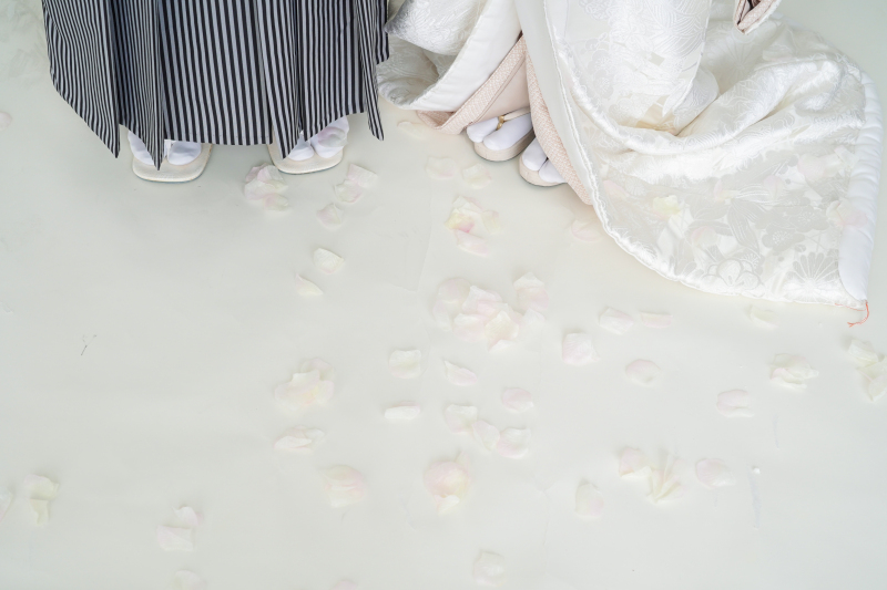 落ちた花びらで