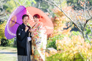 京都の前撮り、11月の大覚寺にて