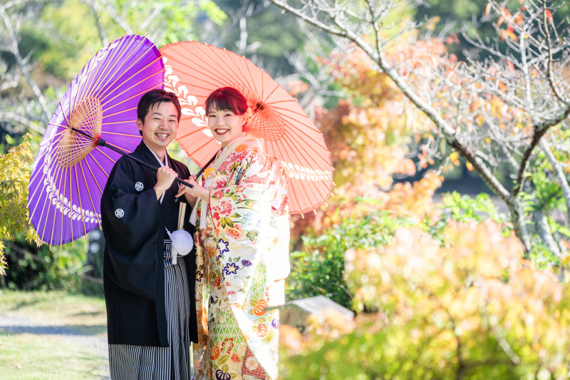 京都の前撮り、11月の大覚寺にて