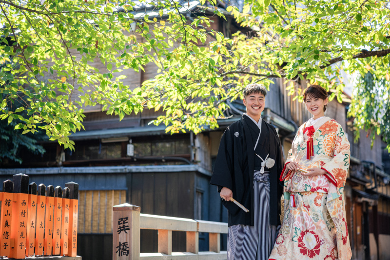 祇園にて　色打掛ロケ撮影