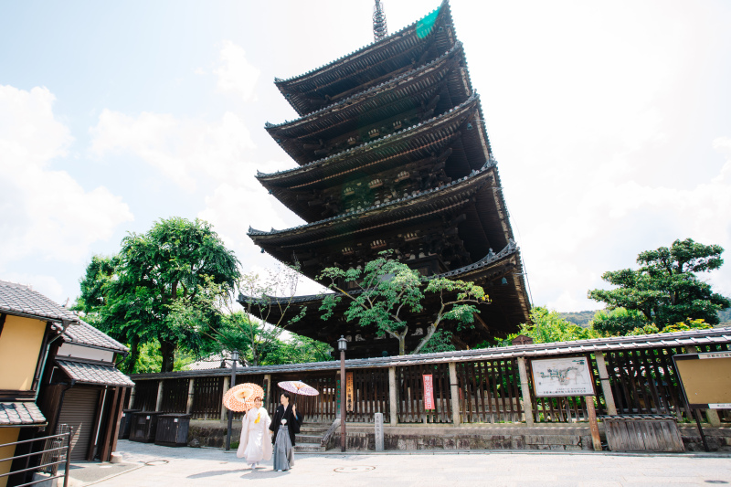 天気に恵まれた撮影！八坂付近にて