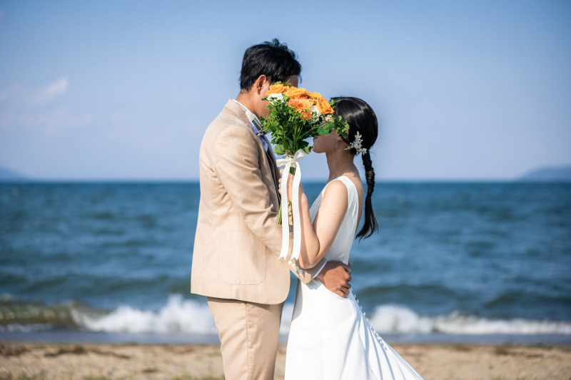 琵琶湖で爽やかフォト 洋装ロケ