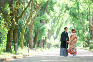 新緑の自然公園で撮影