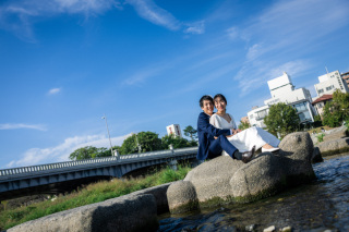 鴨川付近で洋装ドレスロケ！