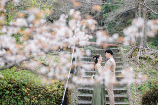 カラードレスで桜と前撮り！