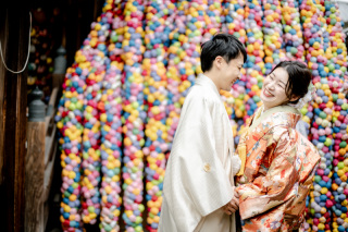 京都の八坂の塔付近にて　和装前撮り