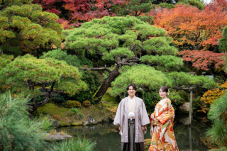 京都白河院での和装前撮り色打掛と白無垢