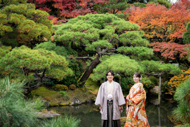 京都白河院での和装前撮り色打掛と白無垢