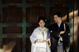 毘沙門堂で白無垢ロケ