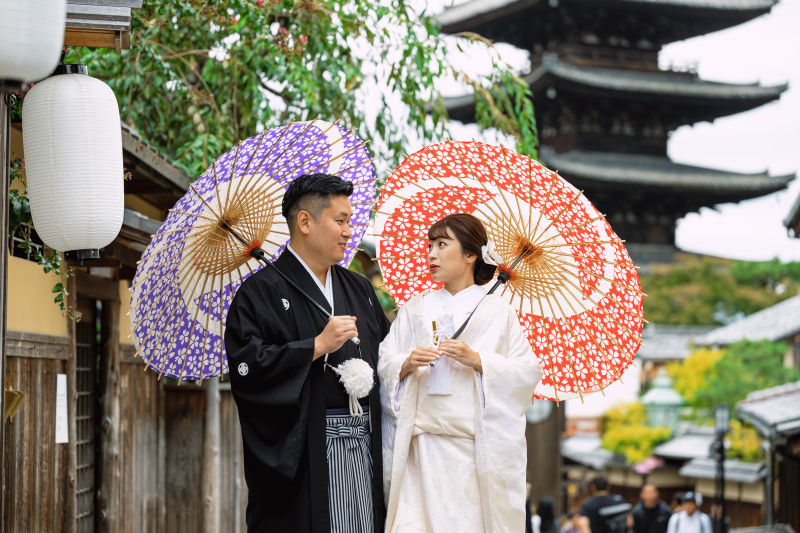 八坂の塔付近　白無垢ロケ