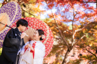 紅葉シーズンの撮影風景