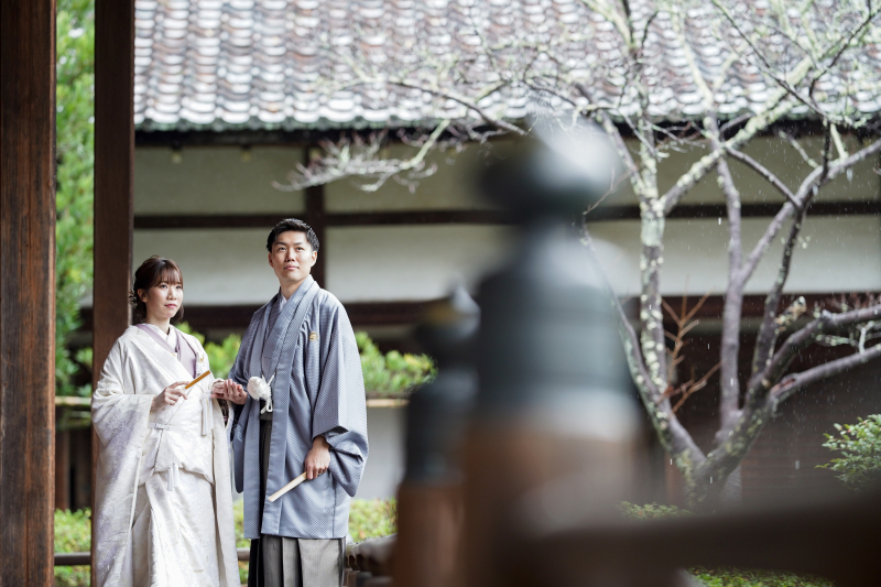 毘沙門堂で白無垢ロケ