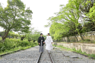 白無垢で蹴上付近ロケ