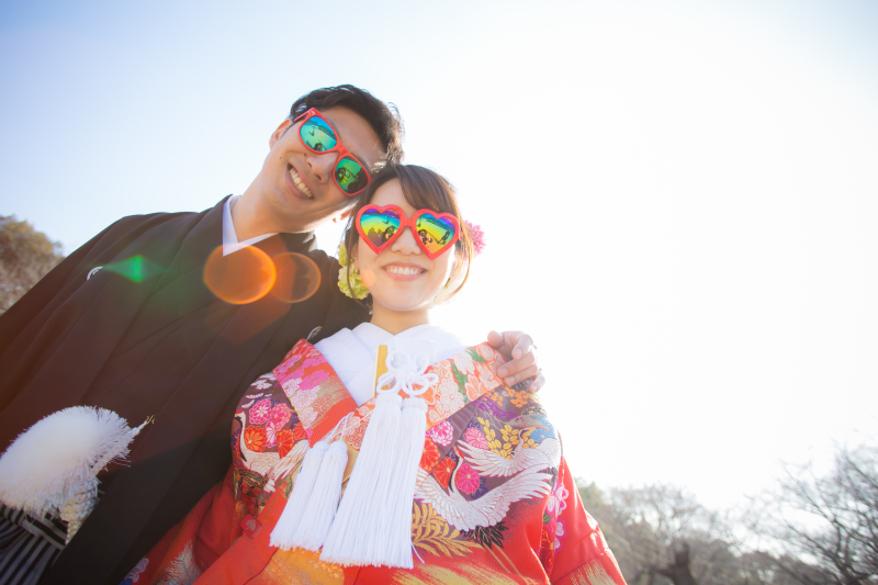 お揃いのサングラス