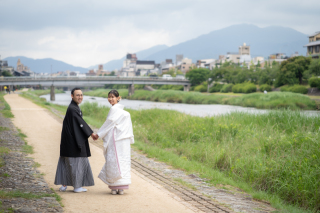 鴨川付近で白無垢ロケ撮影！