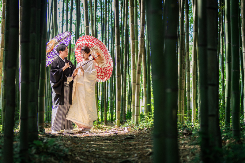 白無垢で大覚寺ロケ撮影