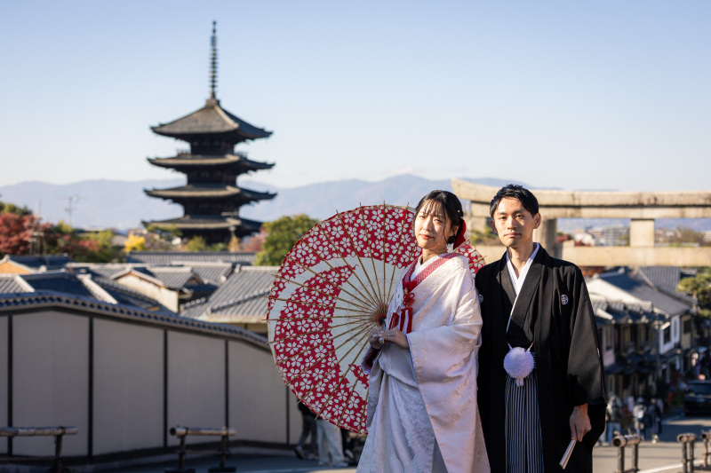 京都の八坂の塔周辺での和装前撮り