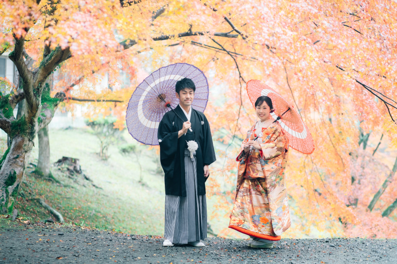 毘沙門堂で和装2点の前撮り