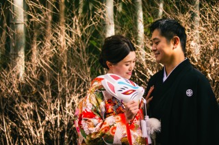 赤に染まる時に　色打掛・白無垢　嵐山にて