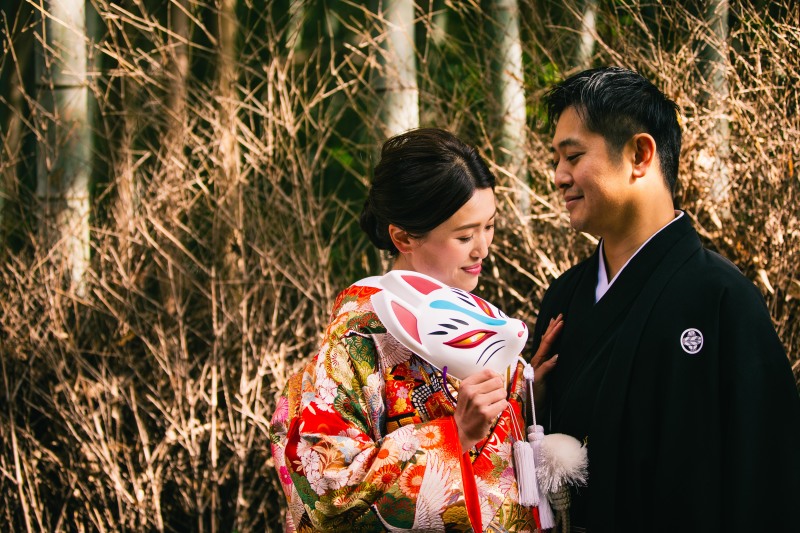 赤に染まる時に　色打掛・白無垢　嵐山にて