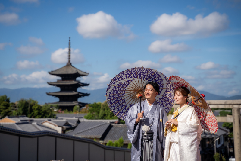 白無垢で八坂付近ロケ撮影