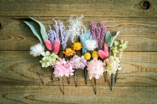 ドライフラワー髪飾り