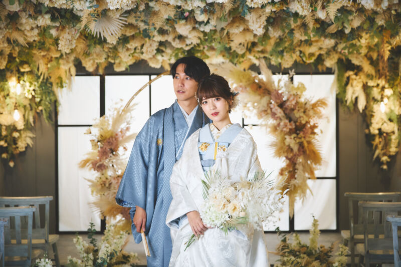 新郎様と一緒に写った見え方も確認