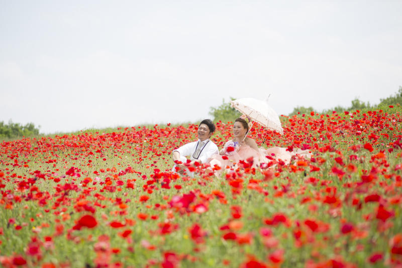 お花に囲まれて