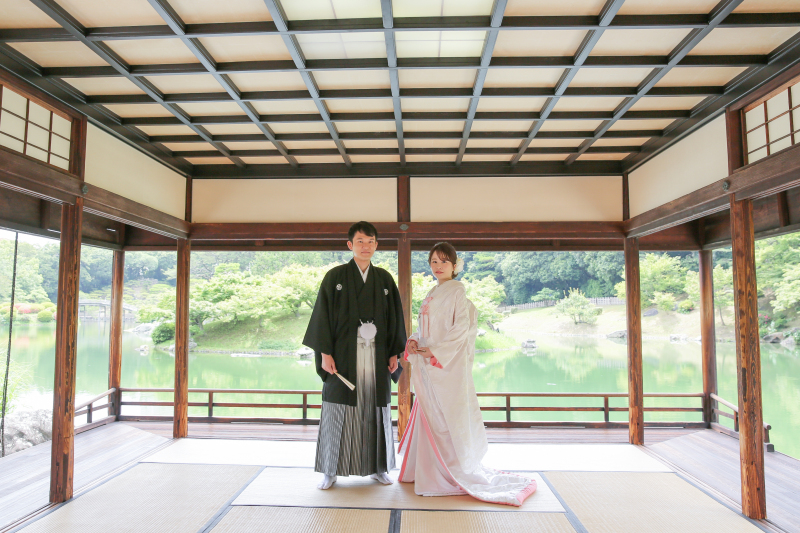 掬月亭での撮影