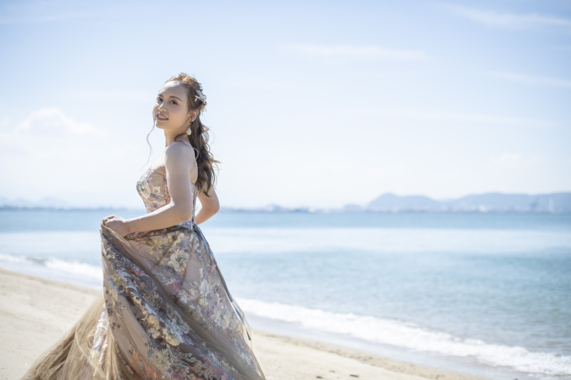 刺繍スレンダードレス