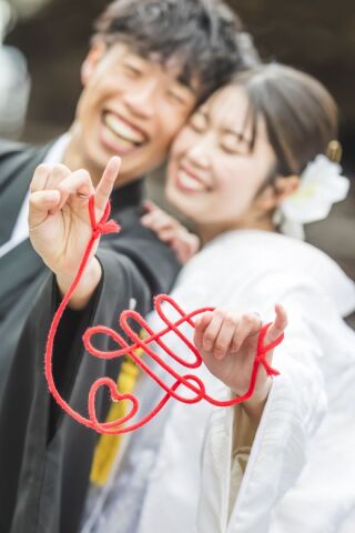 撮影小物：赤い糸（寿）