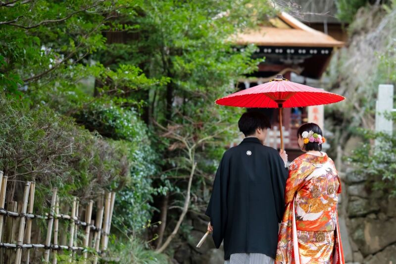 赤い番傘を用いて♪