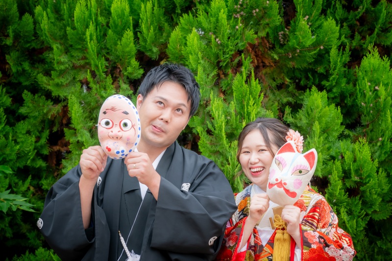 新郎様の変顔とご新婦様の笑顔が素敵なラスト