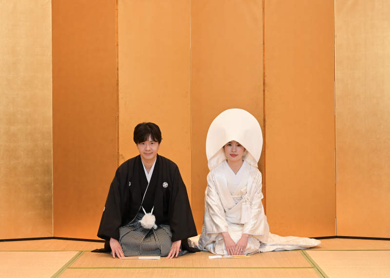 華雅苑ならではの金屏風前でラストカット♪