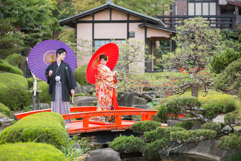 舘山城の庭園にて