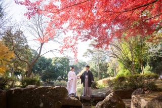 ＊12月：和装ロケ&洋装チャペル2着プラン＊美しい紅葉でご家族様と♪