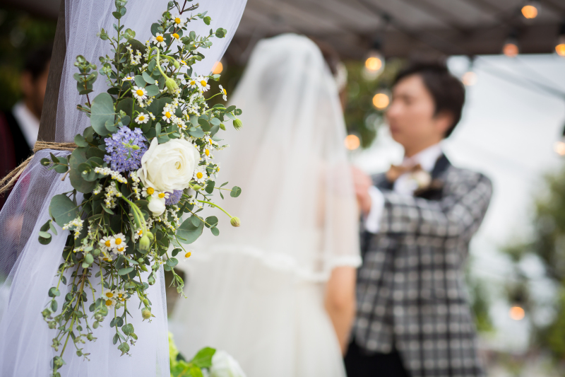 結婚式場内のプライベートガーデンでも撮影が楽しめる