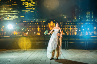 東京駅でのナイトロケーションフォト