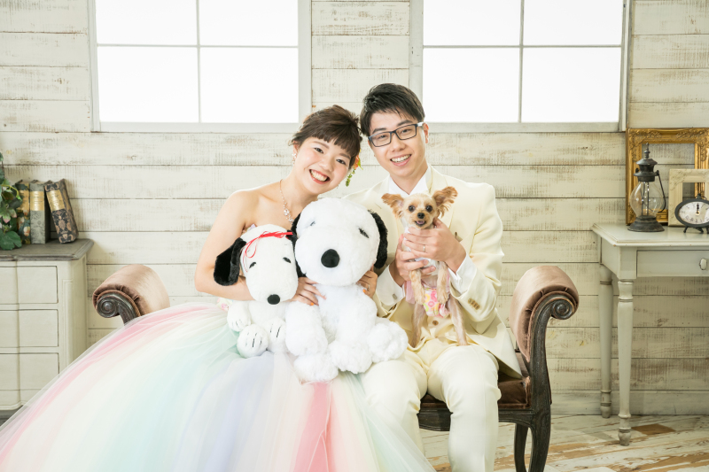 スタジオで愛犬と一緒に撮影♡