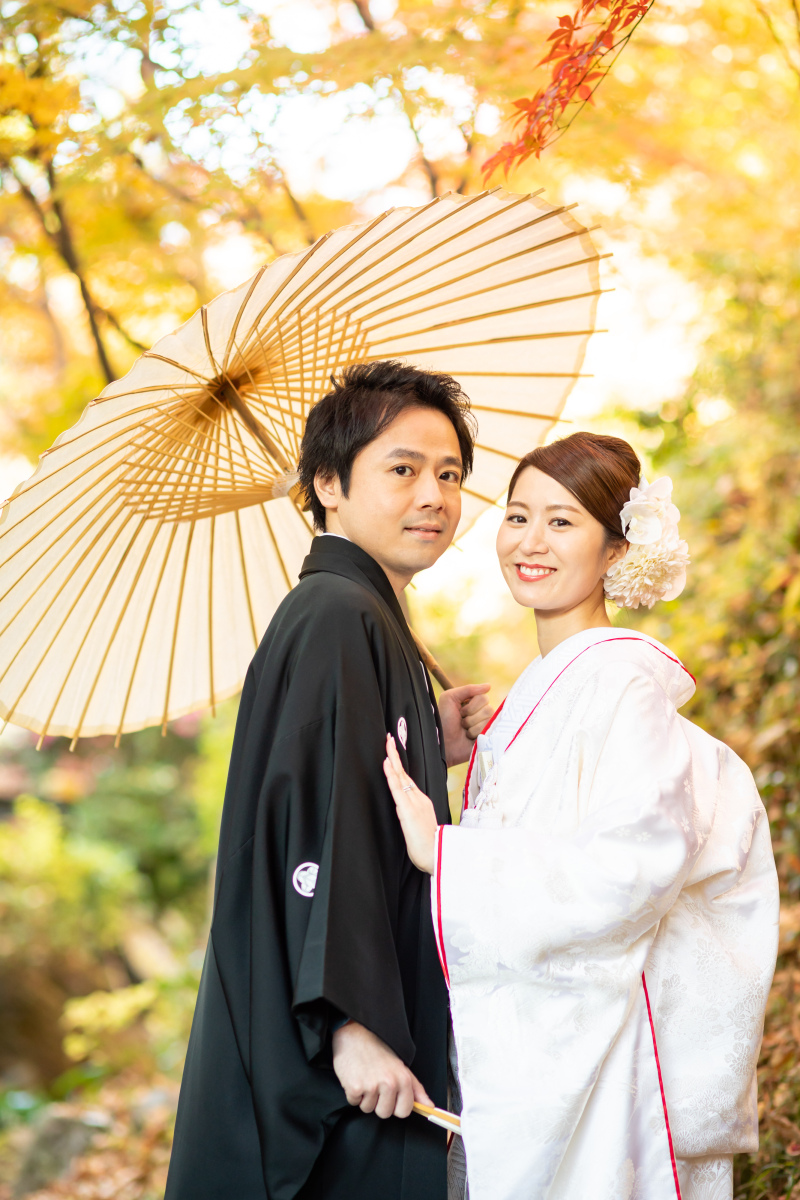 番傘で相合傘ショット