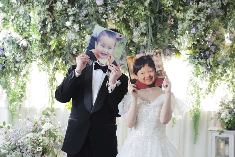 おふたりの幼少期のお写真と一緒に♡