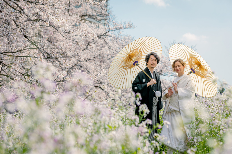 お花に囲まれて